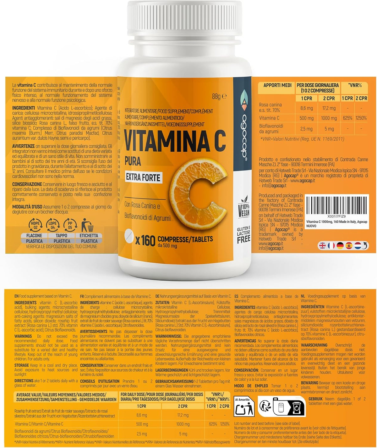 Vitamina C Extra Forte | Integratore per difese immunitarie con Vitamina C, Bioflavonoidi e Rosa Canina - foto 6