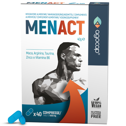 Agocap MENACT, Integratore Uomo con Maca, Arginina, Taurina, Zinco e Vitamina B6, 40 Compresse