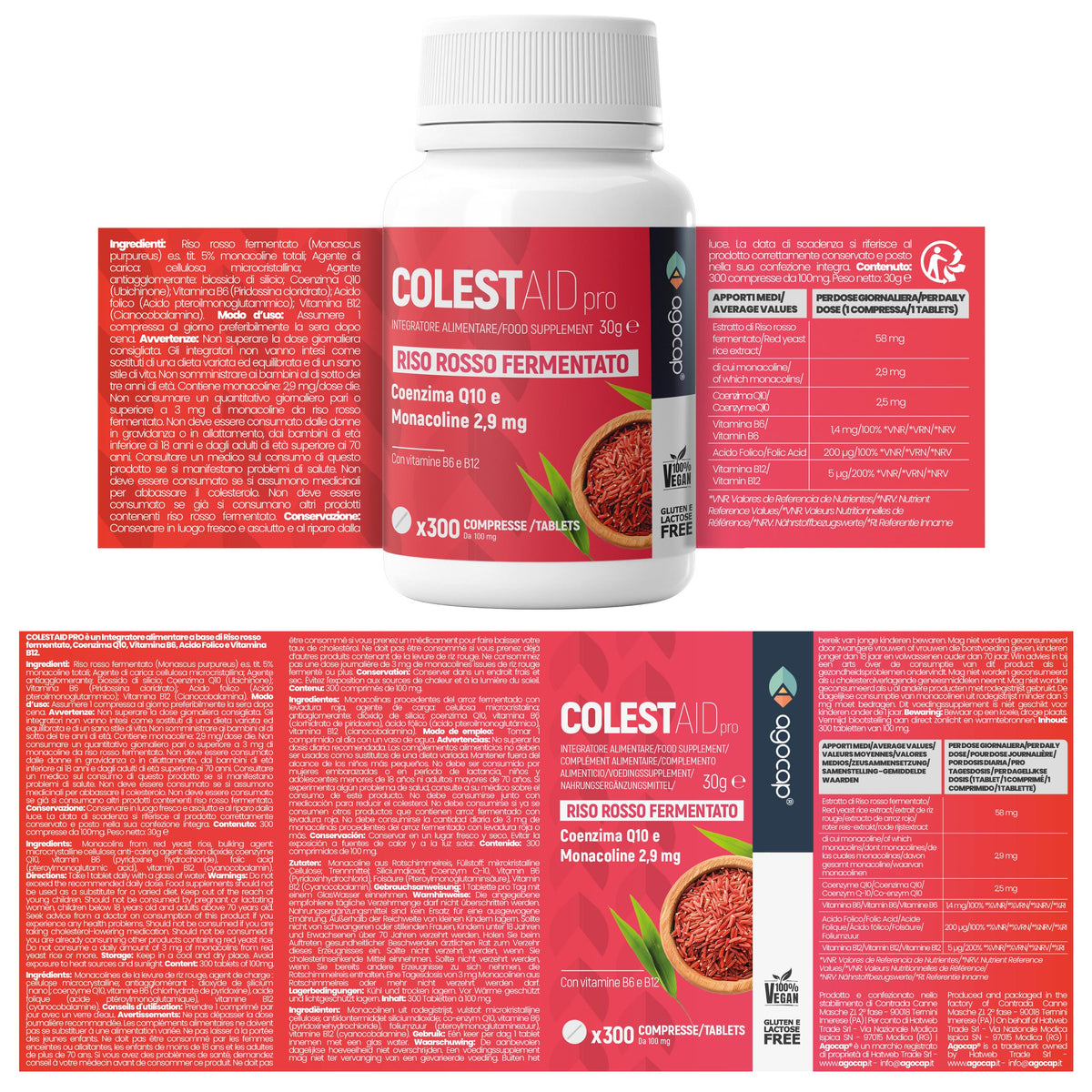 Colestaid PRO, Integratore Alimentare per il Controllo del Colesterolo, con Riso Rosso Fermentato, 300 compresse - foto 7